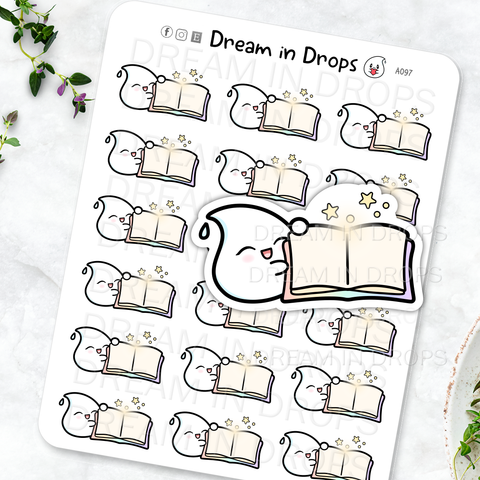 Open Book Date Cover stickers, rainbow medium date covers, page tracking stickers, open book stickers, cute magical book stickers, kawaii reading stickers, page trackers