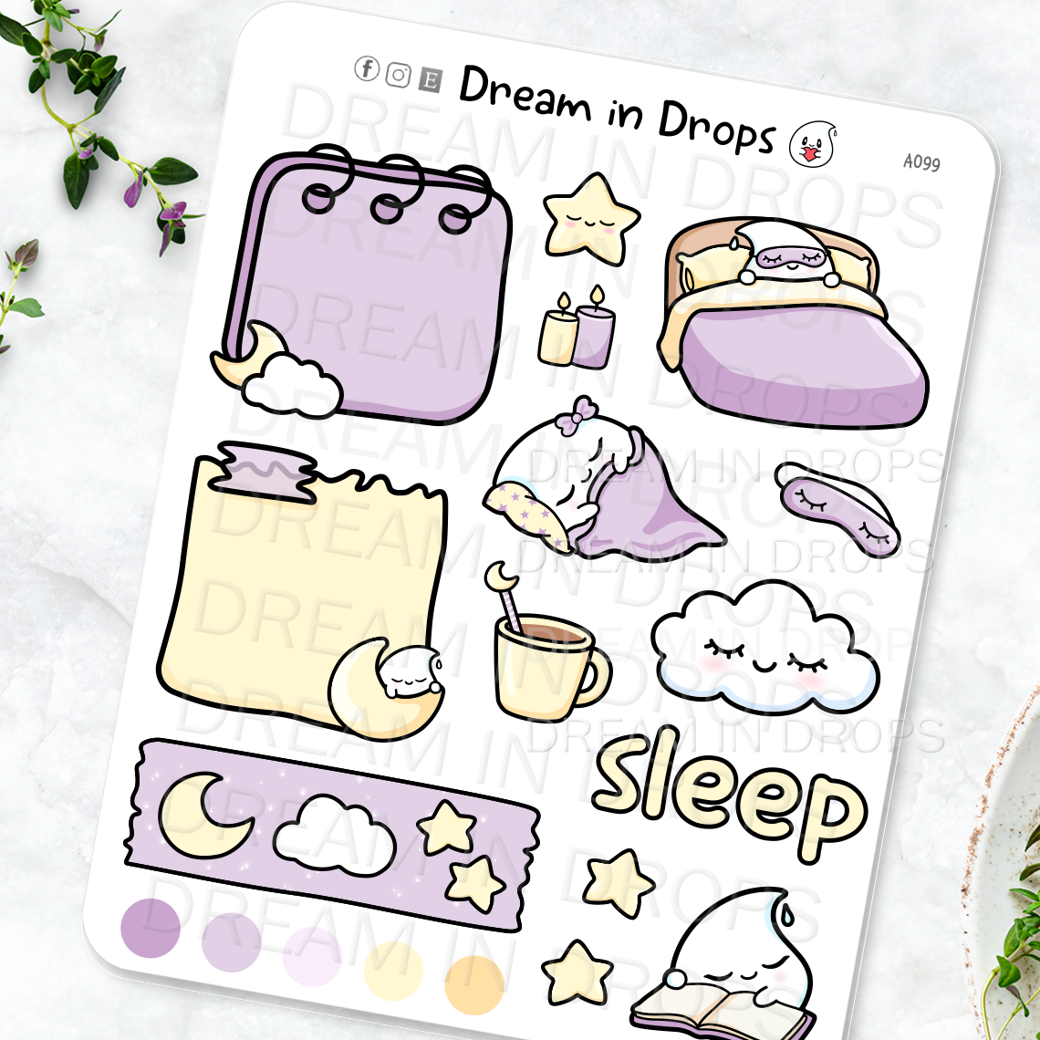 Sleep Journaling Kit, Large sleep doodle planner stickers, cute sleep stickers, functional journal kit, kawaii moon and stars journal stickers