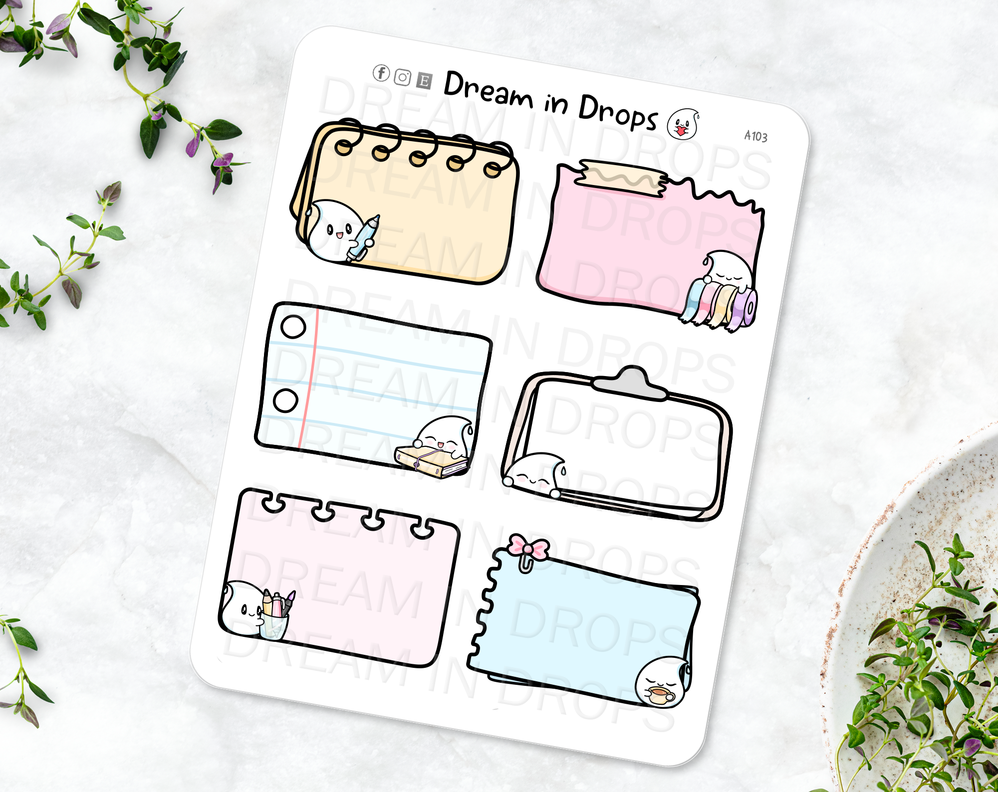 1.5" wide Functional Planning Notepad Stickers