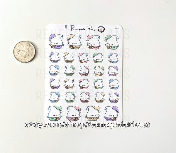 Sleepy Dreaming Bedtime Naptime in PJs Teara - Planner Stickers and Bullet Journal Scrapbooking stickers - Original Hand Drawn Character
