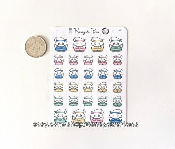 Physical work, painting, colored gardening overalls - Planner Stickers and Bullet Journal Scrapbooking stickers - Original Hand Drawn Character
