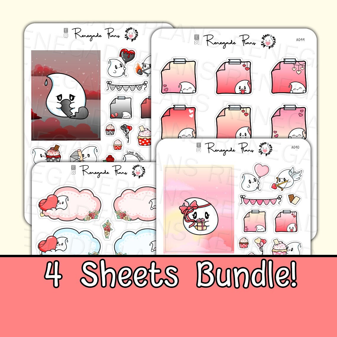 Bundle of Love stickers, daily kit, cute valentines stickers, happy planner stickers, bullet Journal Scrapbook, Hand Drawn Character sticker