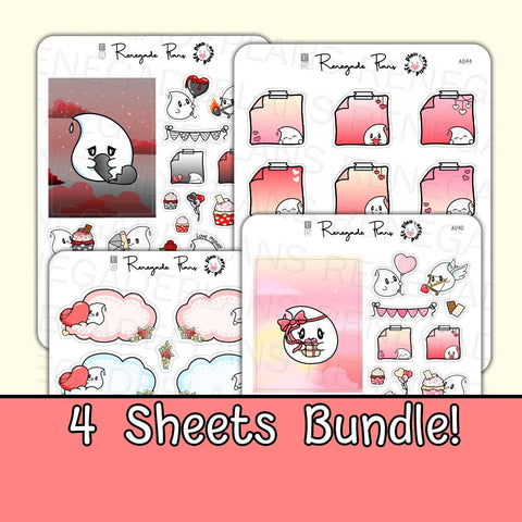 Bundle of Love stickers, daily kit, cute valentines stickers, happy planner stickers, bullet Journal Scrapbook, Hand Drawn Character sticker