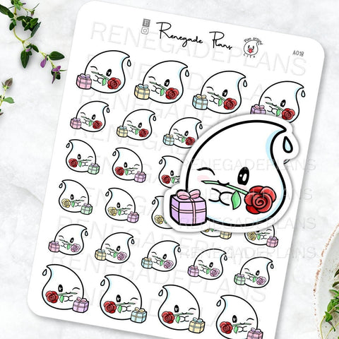 Gift of a Rose, Treat Yourself, Date Night Teara - Planner Stickers and Bullet Journal Scrapbooking stickers - Original Hand Drawn Character