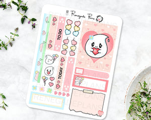 Love stickers, Daily sticker kit, cute valentines stickers, happy planner stickers, bullet Journal Scrapbook, Hand Drawn Character stickers