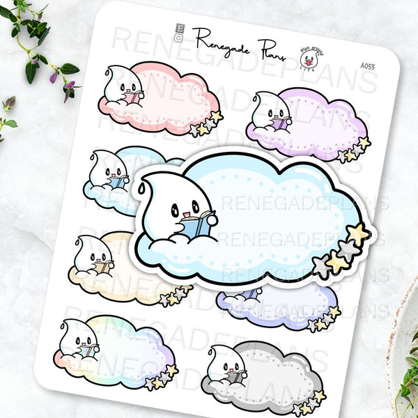 Functional reading planner stickers, Cloud stickers, cute book sticker, kawaii cloud stickers, book tracker, reading tracker, kawaii  books
