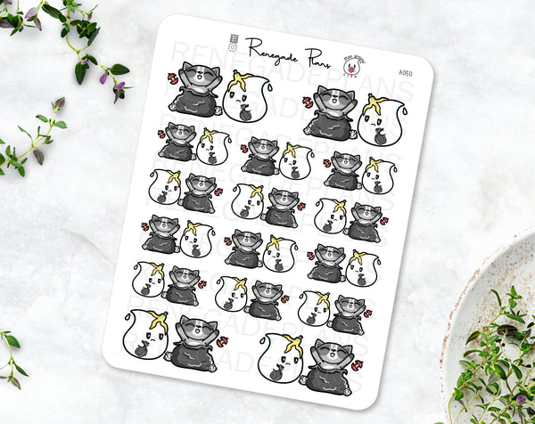 Garbage day, Trash panda stickers, kawaii raccoon, Planner Stickers, Bullet Journal, Scrapbook stickers, Hand Drawn Character stickers