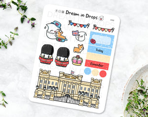 Queen tribute sticker, cute england sticers, Cute london stickers, palace stickers, kawaii london, cute corgi stickers, royal guard sticker